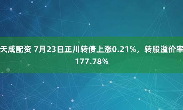 天成配资 7月23日正川转债上涨0.21%，转股溢价率177.78%
