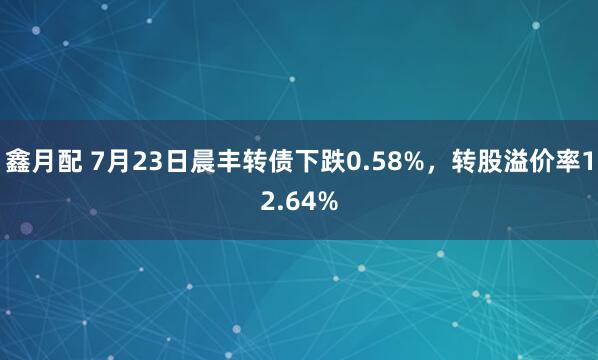 鑫月配 7月23日晨丰转债下跌0.58%，转股溢价率12.64%