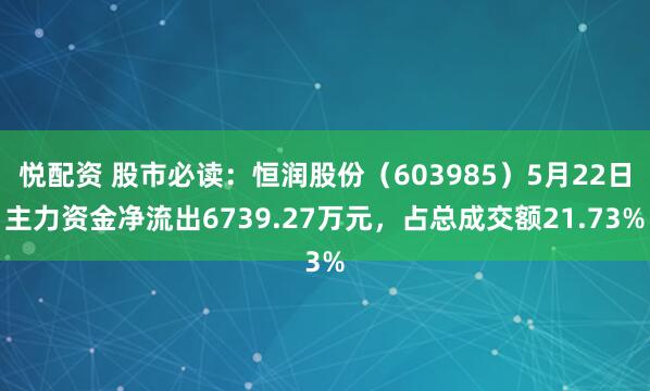 悦配资 股市必读：恒润股份（603985）5月22日主力资金净流出6739.27万元，占总成交额21.73%