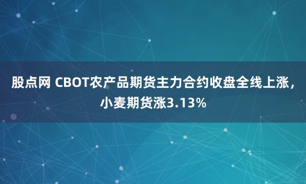 股点网 CBOT农产品期货主力合约收盘全线上涨，小麦期货涨3.13%